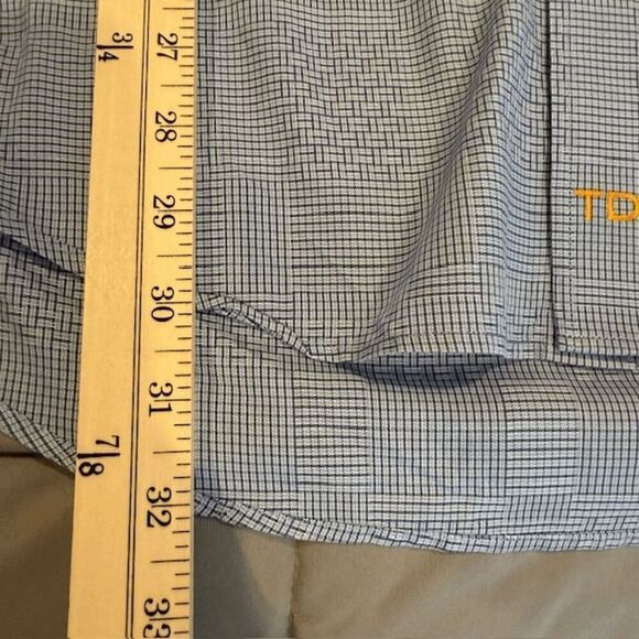 Thomas Dean Button Front Shirt Navy Blue White Abstract Square Print Size XL - Picture 8 of 10